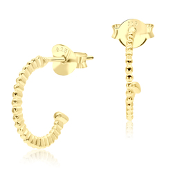 Gold Plated C Shaped Roll Silver Ear Stud STS-3891-GP